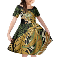 Wallis and Futuna Victory Day Family Matching Summer Maxi Dress and Hawaiian Shirt Since 1945 with Polynesian Platinum Floral Tribal LT9 Daughter's Dress Red - Polynesian Pride