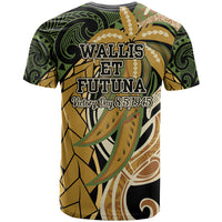 Wallis and Futuna Victory Day T Shirt Since 1945 with Polynesian Platinum Floral Tribal LT9 - Polynesian Pride