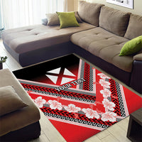 Personalised Wallis et Futuna Area Rug Hibiscus and Polynesian Tribal Tattoos