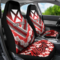 Personalised Wallis et Futuna Car Seat Cover Hibiscus and Polynesian Tribal Tattoos LT9 - Polynesian Pride