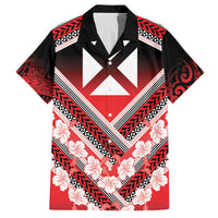 Personalised Wallis et Futuna Family Matching Off Shoulder Maxi Dress and Hawaiian Shirt Hibiscus and Polynesian Tribal Tattoos LT9 Dad's Shirt - Short Sleeve Red - Polynesian Pride