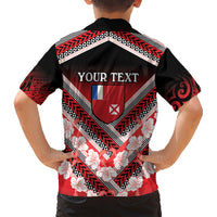 Personalised Wallis et Futuna Family Matching Short Sleeve Bodycon Dress and Hawaiian Shirt Hibiscus and Polynesian Tribal Tattoos LT9 - Polynesian Pride