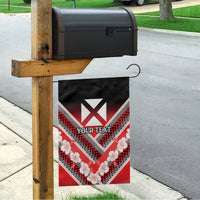 Personalised Wallis et Futuna Garden Flag Hibiscus and Polynesian Tribal Tattoos