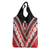 Personalised Wallis et Futuna Grocery Bag Hibiscus and Polynesian Tribal Tattoos