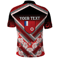 Personalised Wallis et Futuna Polo Shirt Hibiscus and Polynesian Tribal Tattoos
