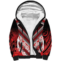 Personalised Wallis et Futuna Sherpa Hoodie Hibiscus and Polynesian Tribal Tattoos LT9 Unisex Red - Polynesian Pride