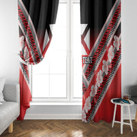Personalised Wallis et Futuna Window Curtain Hibiscus and Polynesian Tribal Tattoos