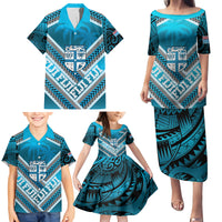 Custom Fiji Rugby Family Matching Puletasi and Hawaiian Shirt Fijian Warrior With Polynesian Tribal Tattoos LT9 - Polynesian Pride