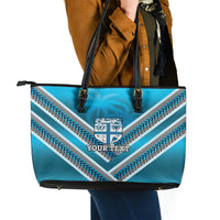 Custom Fiji Rugby Leather Tote Bag Fijian Warrior With Polynesian Tribal Tattoos