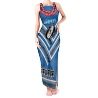 Custom Manuma Samoa Rugby Tank Maxi Dress Ula fala Samoan Siva Tau Tribal LT9 Women Blue - Polynesian Pride