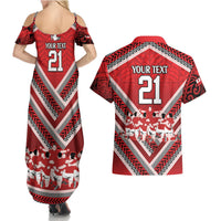 Custom Tonga Rugby Couples Matching Summer Maxi Dress and Hawaiian Shirt Tonga Sipi Tau Ngatu Tribal Pattern LT9 - Polynesian Pride