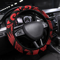 Custom Tonga Rugby Steering Wheel Cover Tonga Sipi Tau Ngatu Tribal Pattern LT9 Universal Fit Red - Polynesian Pride