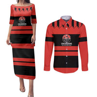New Zealand Rugby Pacific Custom Couples Matching Puletasi and Long Sleeve Button Shirt Whatumoana Classic Retro 2025 LT9 Red - Polynesian Pride