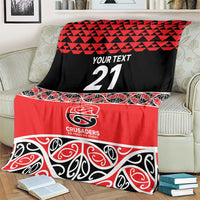 New Zealand Rugby Pacific Custom Blanket Whatumoana Maori Kowhaiwhai Pattern