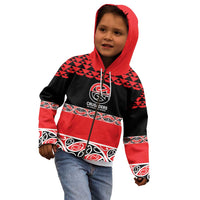 New Zealand Rugby Pacific Custom Kid Hoodie Whatumoana Maori Kowhaiwhai Pattern