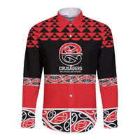 New Zealand Rugby Pacific Custom Long Sleeve Button Shirt Whatumoana Maori Kowhaiwhai Pattern