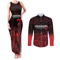 New Zealand Rugby Pacific Custom Couples Matching Tank Maxi Dress and Long Sleeve Button Shirt Whatumoana Maori Tribal Tattoo LT9 Gold - Polynesian Pride