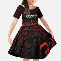 New Zealand Rugby Pacific Custom Family Matching Off Shoulder Maxi Dress and Hawaiian Shirt Whatumoana Maori Tribal Tattoo LT9 Daughter's Dress Gold - Polynesian Pride
