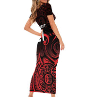 New Zealand Rugby Pacific Custom Short Sleeve Bodycon Dress Whatumoana Maori Tribal Tattoo