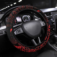 New Zealand Rugby Pacific Steering Wheel Cover Whatumoana Maori Tribal Tattoo LT9 Universal Fit Gold - Polynesian Pride