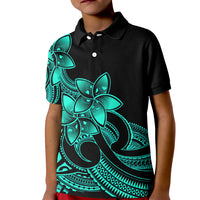 Polynesian Pride Plumeria Flowers Kid Polo Shirt Polynesian Tribal Aqua Vibe LT9 Kid Aqua - Polynesian Pride