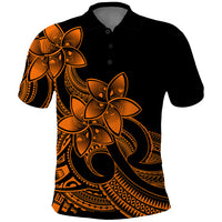 Polynesian Pride Plumeria Flowers Polo Shirt Polynesian Tribal Gold Vibe LT9 Gold - Polynesian Pride