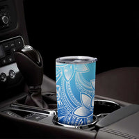 Polynesian Tribal Plumeria Flowers Tumbler Cup Gradient Blue Vibe