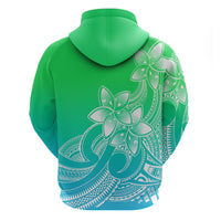 Polynesian Pride Plumeria Flowers Hoodie Polynesian Tribal Gradient Green LT9 - Polynesian Pride
