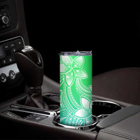 Polynesian Tribal Plumeria Flowers Skinny Tumbler Gradient Green Vibe