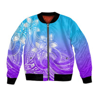 Polynesian Pride Plumeria Flowers Bomber Jacket Polynesian Tribal Gradient Purple LT9 Unisex Purple - Polynesian Pride