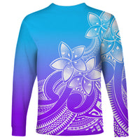 Polynesian Pride Plumeria Flowers Long Sleeve Shirt Polynesian Tribal Gradient Purple LT9 - Polynesian Pride