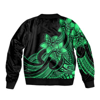 Polynesian Pride Plumeria Flowers Bomber Jacket Polynesian Tribal Green Vibe LT9 - Polynesian Pride