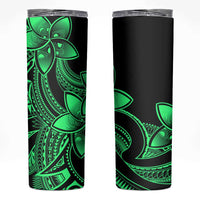 Polynesian Tribal Plumeria Flowers Skinny Tumbler Green Vibe