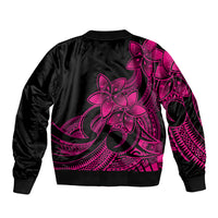 Polynesian Pride Plumeria Flowers Sleeve Zip Bomber Jacket Polynesian Tribal Pink Vibe LT9 - Polynesian Pride