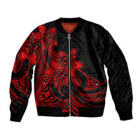 Polynesian Pride Plumeria Flowers Bomber Jacket Polynesian Tribal Red Vibe LT9 Unisex Red - Polynesian Pride