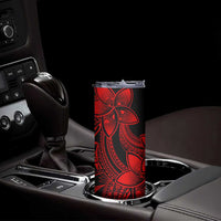 Polynesian Tribal Plumeria Flowers Skinny Tumbler Red Vibe