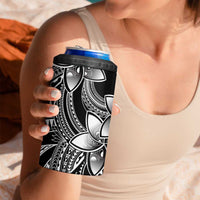Polynesian Tribal Plumeria Flowers 4 in 1 Can Cooler Tumbler Black Vibe
