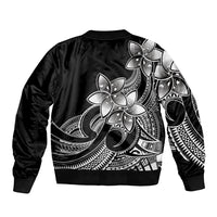 Polynesian Pride Plumeria Flowers Sleeve Zip Bomber Jacket Polynesian Tribal White Vibe LT9 - Polynesian Pride