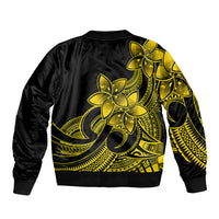 Polynesian Pride Plumeria Flowers Bomber Jacket Polynesian Tribal Yellow Vibe LT9 - Polynesian Pride