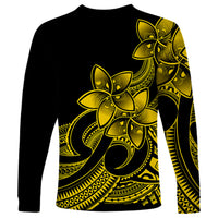 Polynesian Pride Plumeria Flowers Long Sleeve Shirt Polynesian Tribal Yellow Vibe LT9 - Polynesian Pride
