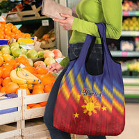 Personalized Philippines Eight Rays Sun Grocery Bag Traditional Filipino Igorot Pattern Motif