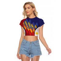 Personalized Philippines Eight Rays Sun Raglan Cropped T Shirt Traditional Filipino Igorot Pattern Motif