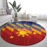 Personalized Philippines Eight Rays Sun Round Carpet Traditional Filipino Igorot Pattern Motif