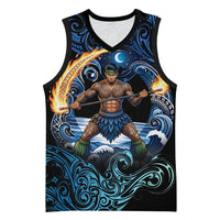 Samoa Siva Afi Basketball Jersey Fireknife Fire Dance Pacific Tribal Motif