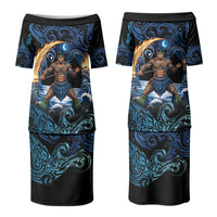 Samoa Siva Afi Couples Matching Puletasi and Long Sleeve Button Shirt Fireknife Fire Dance Pacific Tribal Motif
