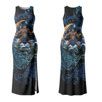 Samoa Siva Afi Couples Matching Tank Maxi Dress and Hawaiian Shirt Fireknife Fire Dance Pacific Tribal Motif
