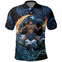Samoa Siva Afi Polo Shirt Fireknife Fire Dance Pacific Tribal Motif