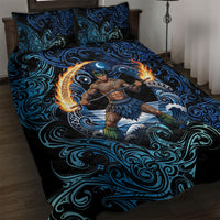 Samoa Siva Afi Quilt Bed Set Fireknife Fire Dance Pacific Tribal Motif