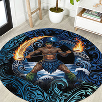 Samoa Siva Afi Round Carpet Fireknife Fire Dance Pacific Tribal Motif