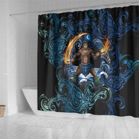 Samoa Siva Afi Shower Curtain Fireknife Fire Dance Pacific Tribal Motif